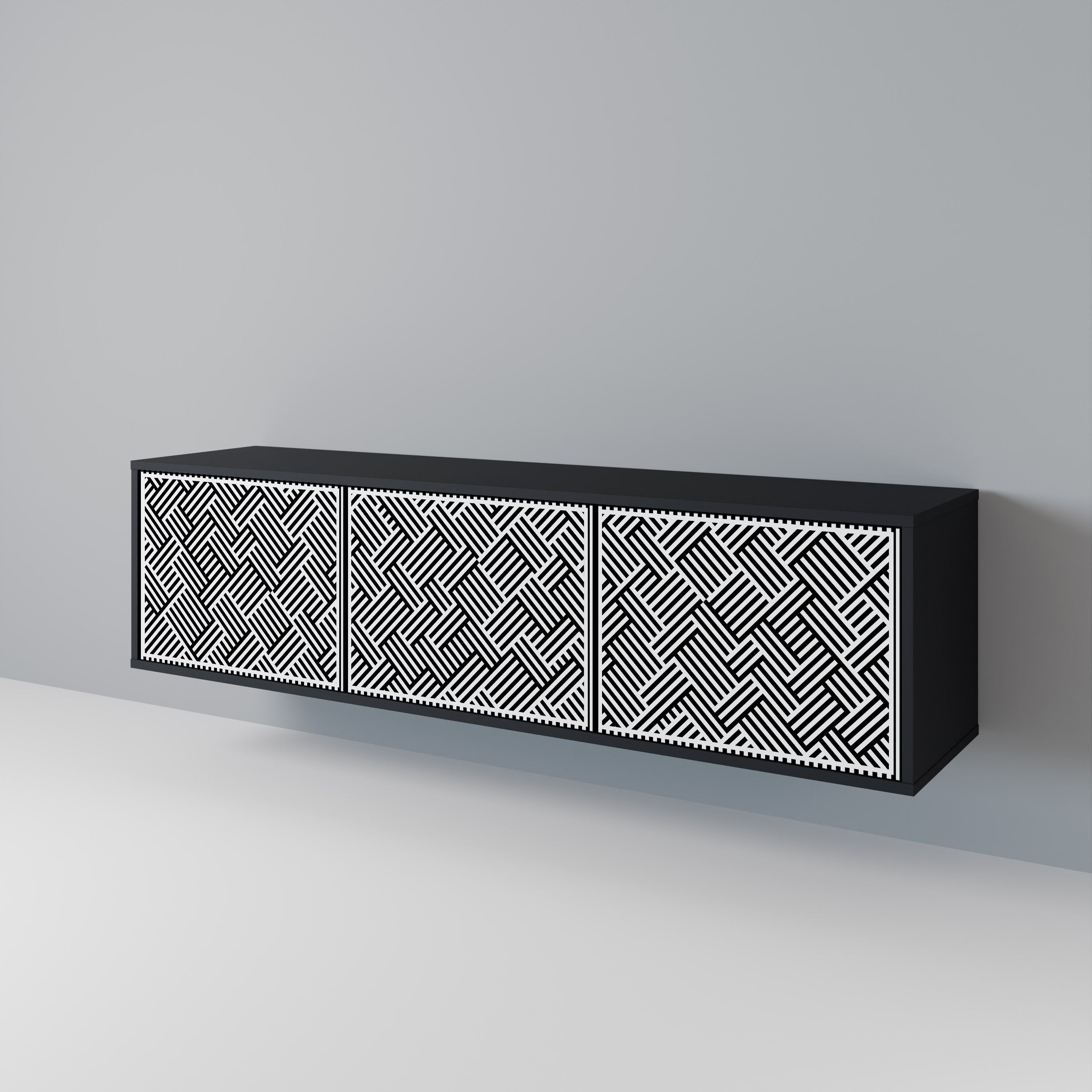 Mueble de TV de 3 puertas TEMPORARY SEQUENCE en acabado negro