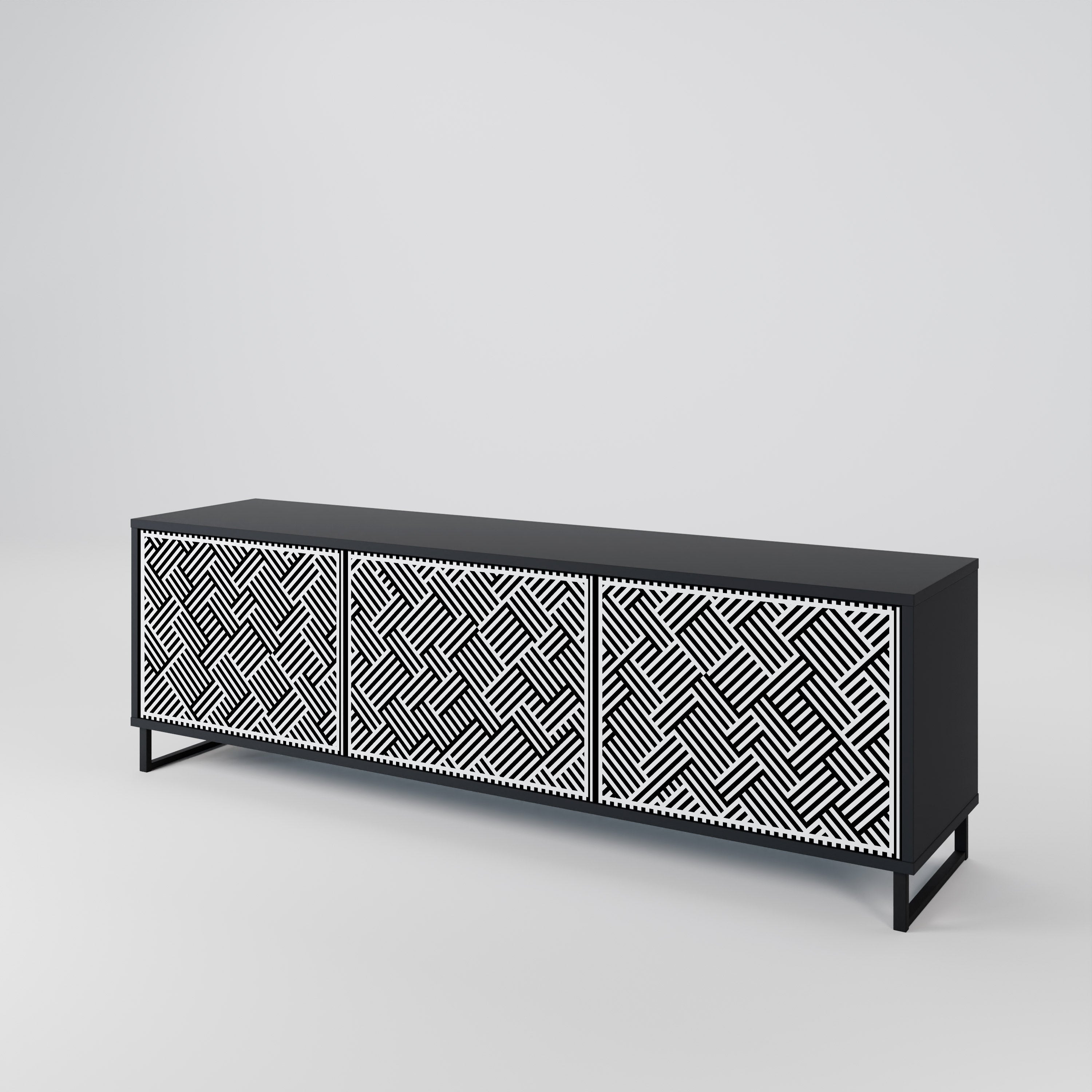Mueble de TV de 3 puertas TEMPORARY SEQUENCE en acabado negro