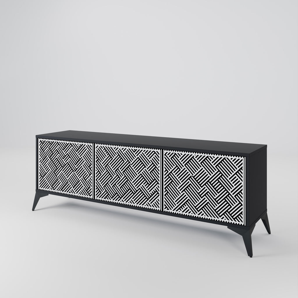 Mueble de TV de 3 puertas TEMPORARY SEQUENCE en acabado negro