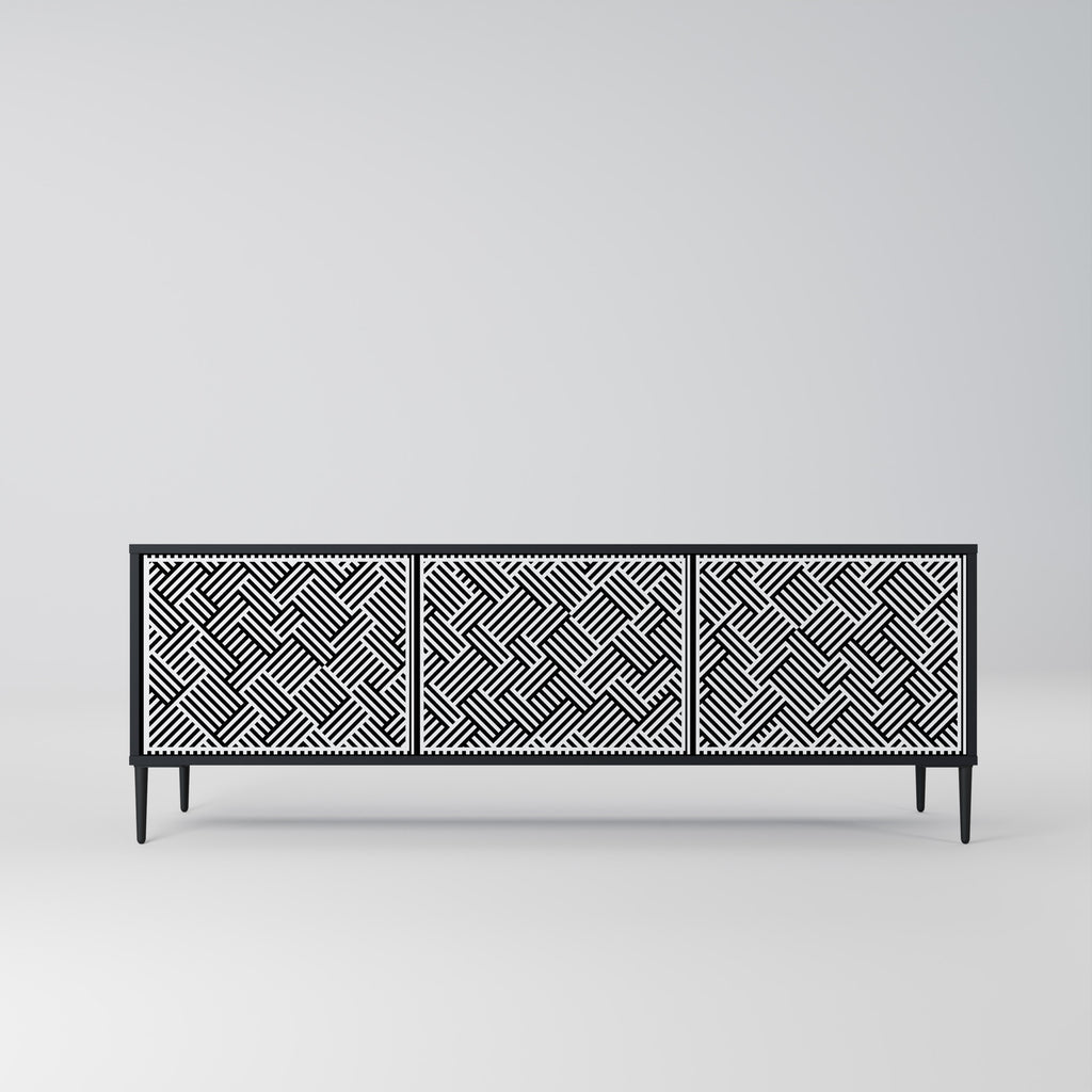 Mueble de TV de 3 puertas TEMPORARY SEQUENCE en acabado negro
