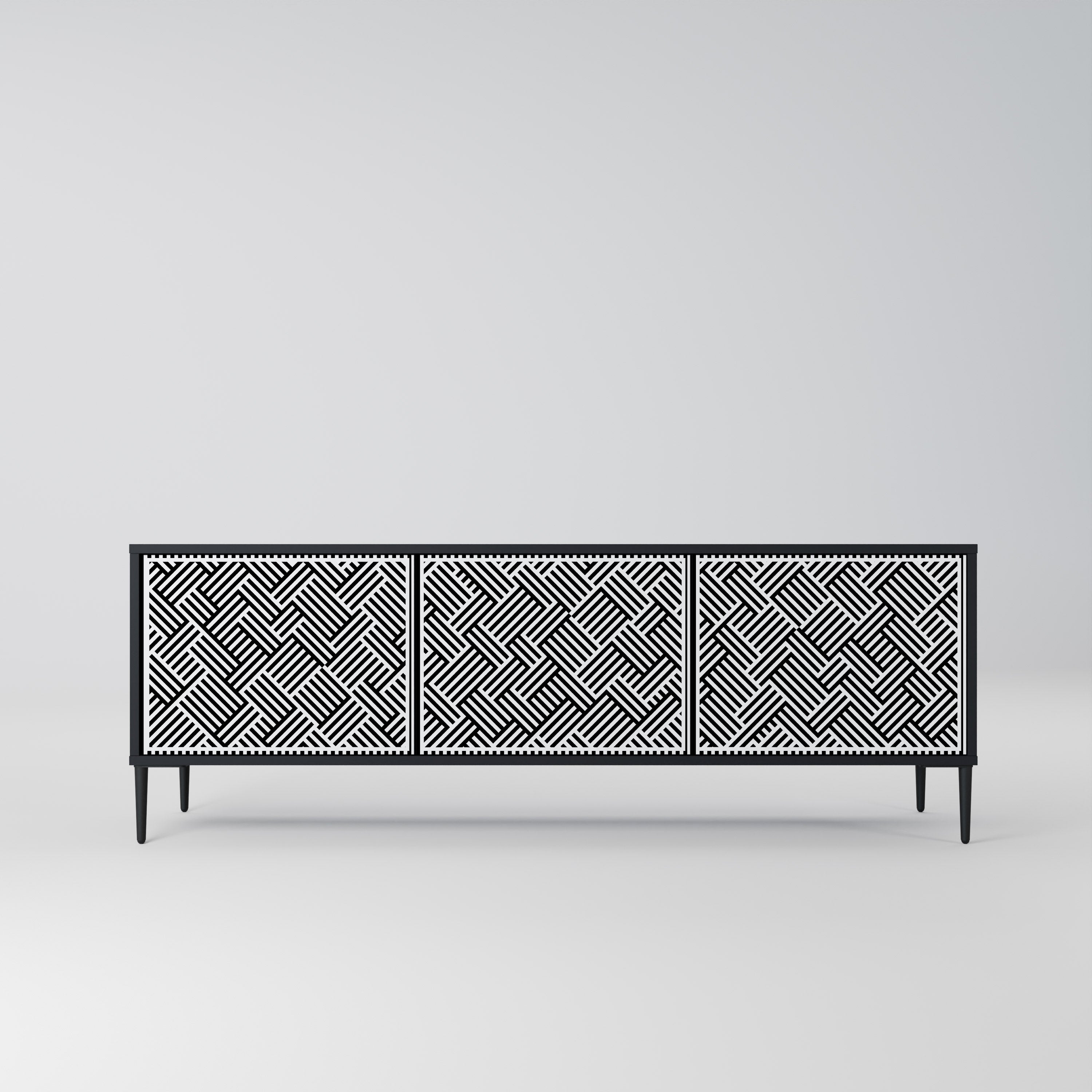 Mueble de TV de 3 puertas TEMPORARY SEQUENCE en acabado negro