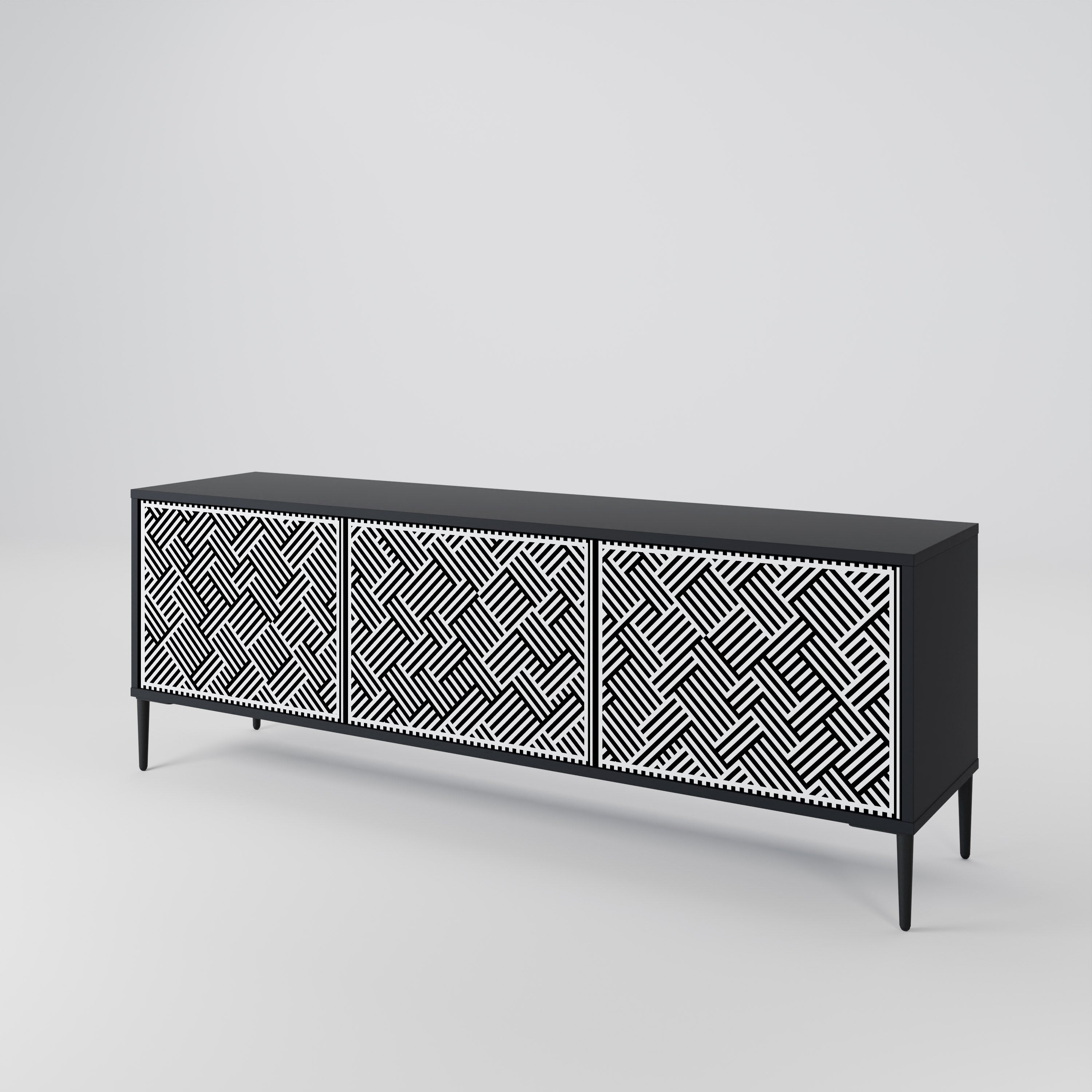 Mueble de TV de 3 puertas TEMPORARY SEQUENCE en acabado negro