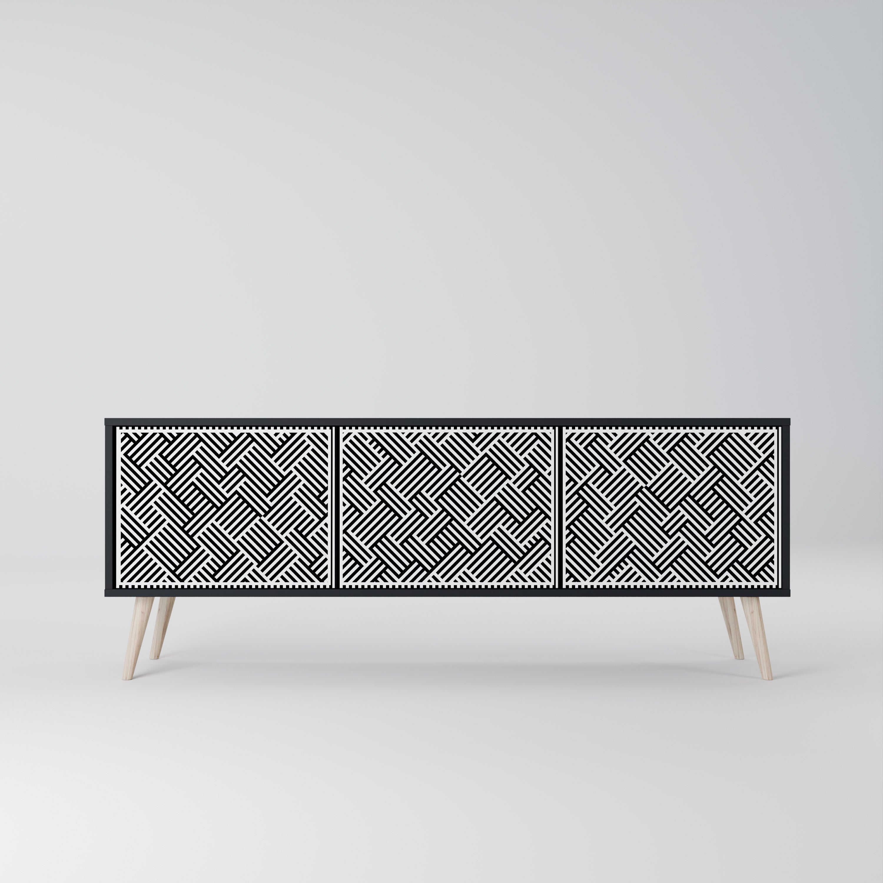Mueble de TV de 3 puertas TEMPORARY SEQUENCE en acabado negro
