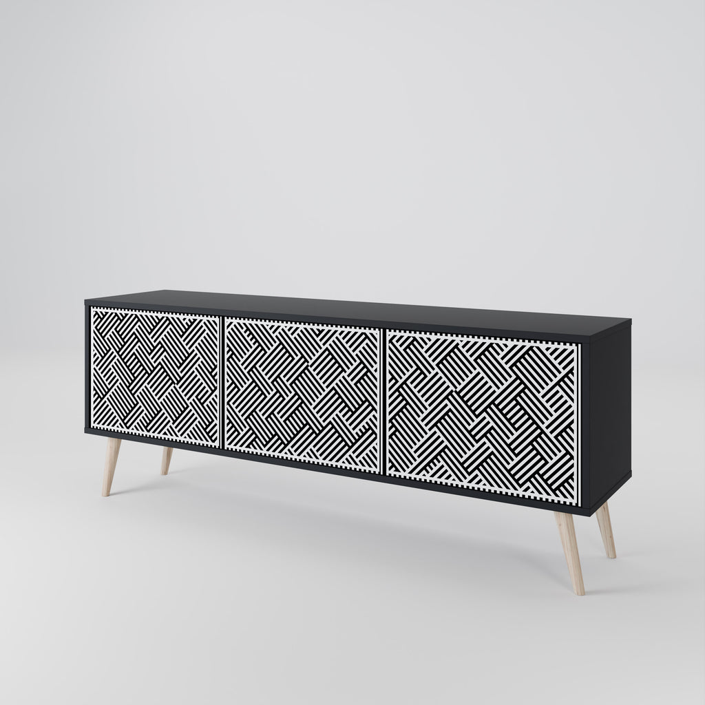Mueble de TV de 3 puertas TEMPORARY SEQUENCE en acabado negro