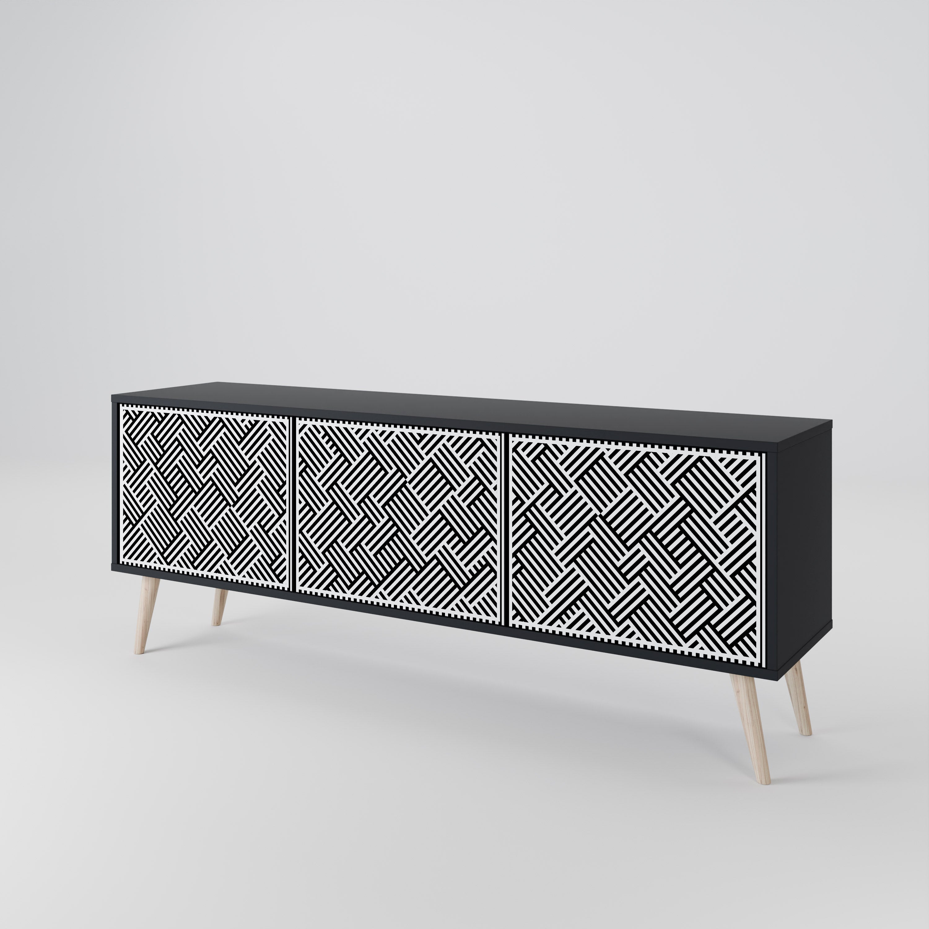 Mueble de TV de 3 puertas TEMPORARY SEQUENCE en acabado negro
