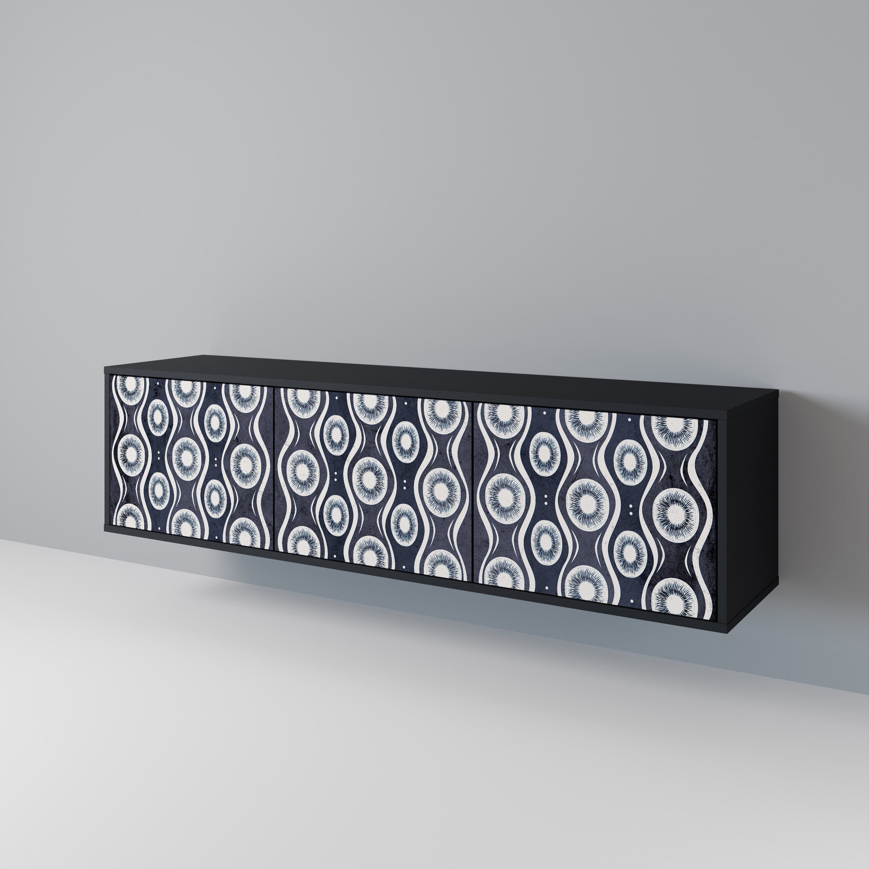 Mueble de TV de 3 puertas GRAPHITE EYES con acabado negro