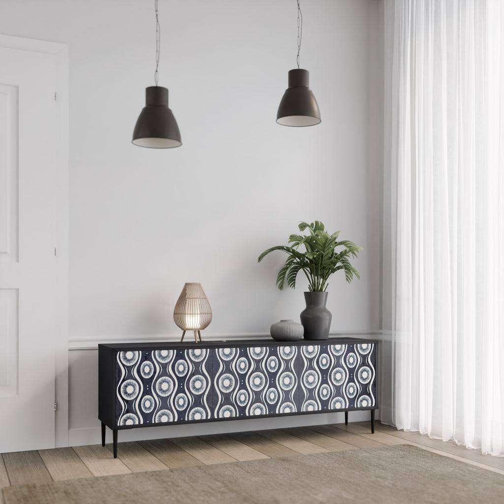 Mueble de TV de 3 puertas GRAPHITE EYES con acabado negro