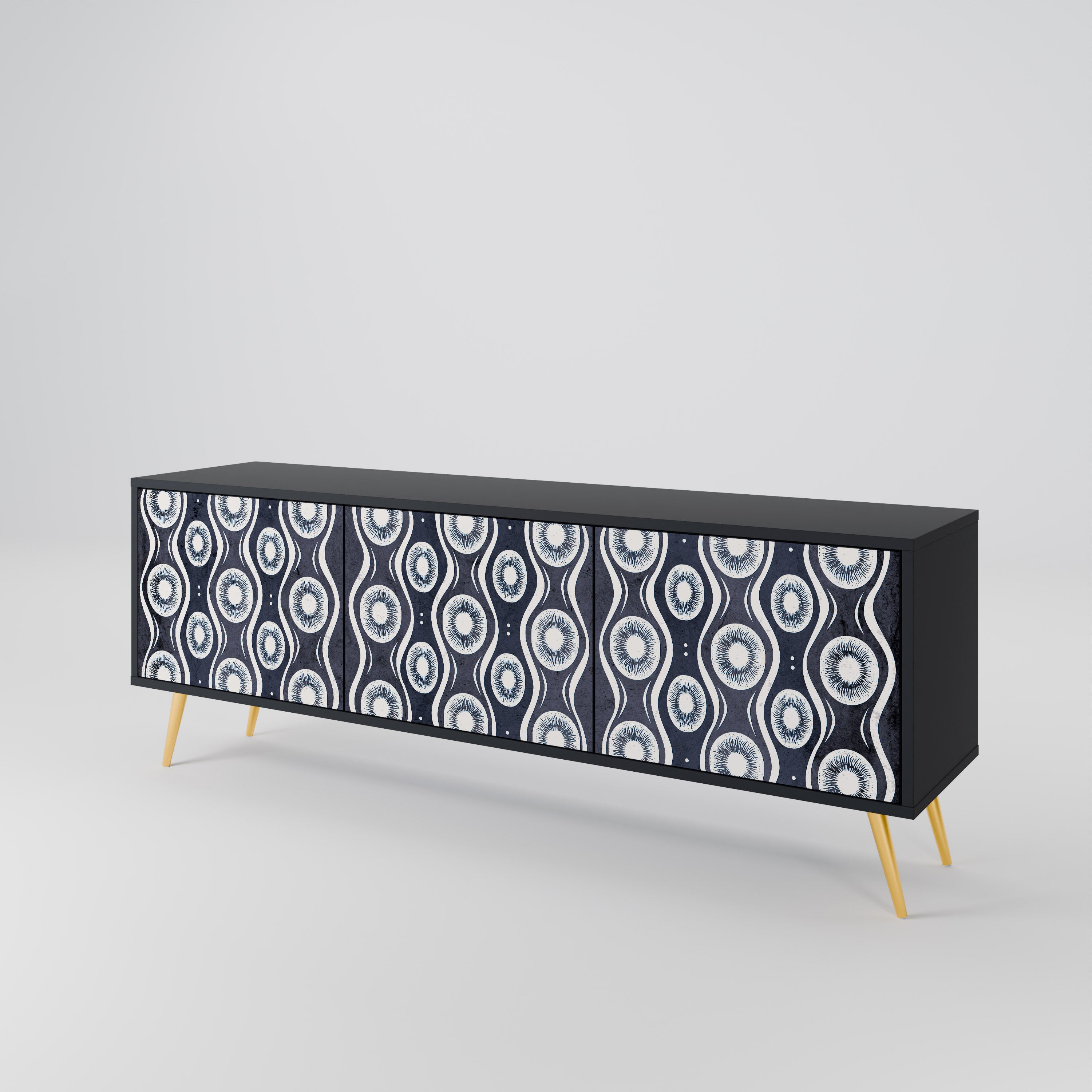 Mueble de TV de 3 puertas GRAPHITE EYES con acabado negro