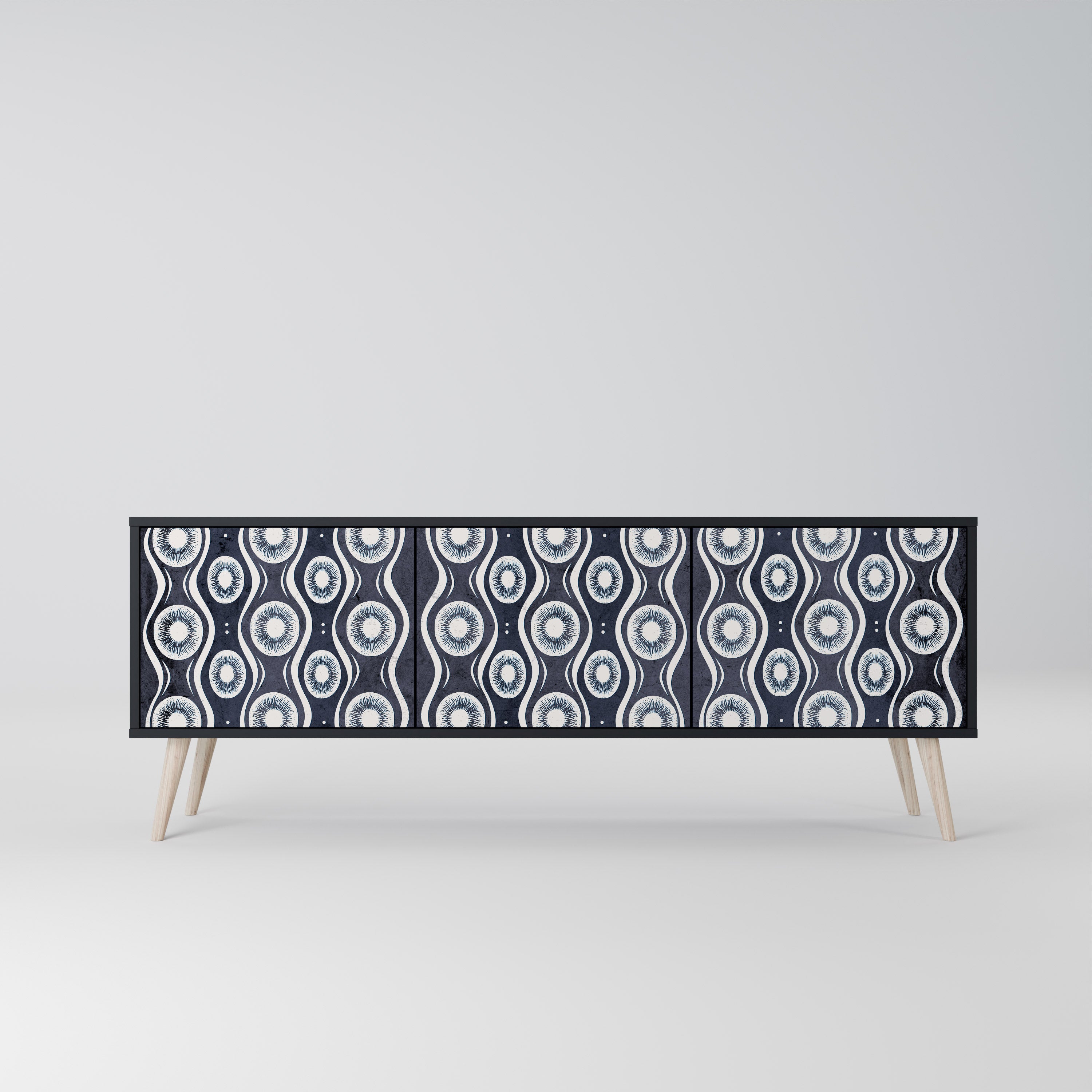 Mueble de TV de 3 puertas GRAPHITE EYES con acabado negro