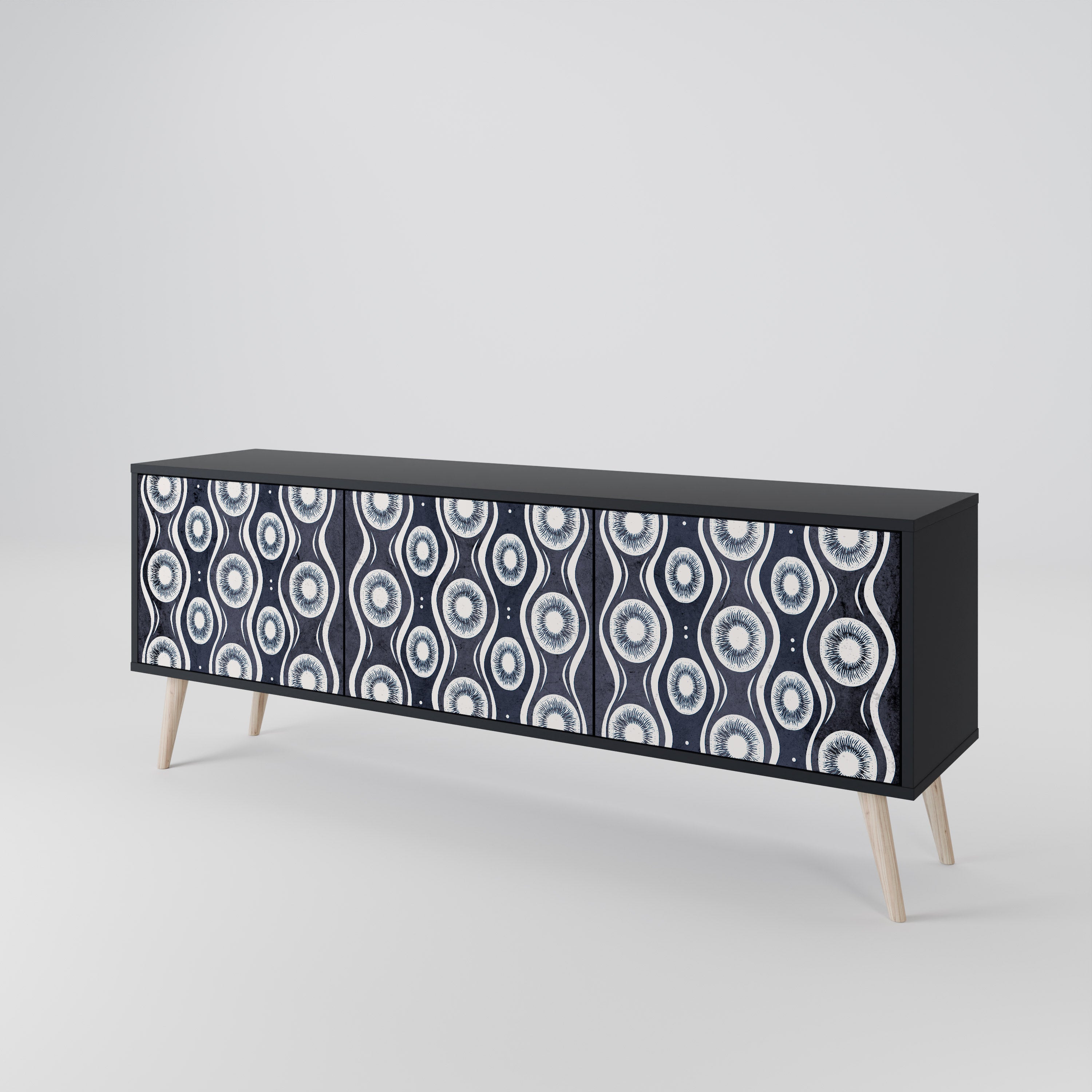 Mueble de TV de 3 puertas GRAPHITE EYES con acabado negro