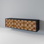 BROWN EYES Mueble de TV de 3 Puertas en Acabado Negro