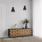 BROWN EYES Mueble de TV de 3 Puertas en Acabado Negro