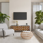 BROWN EYES Mueble de TV de 3 Puertas en Acabado Negro