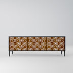 BROWN EYES Mueble de TV de 3 Puertas en Acabado Negro