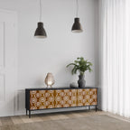 BROWN EYES Mueble de TV de 3 Puertas en Acabado Negro