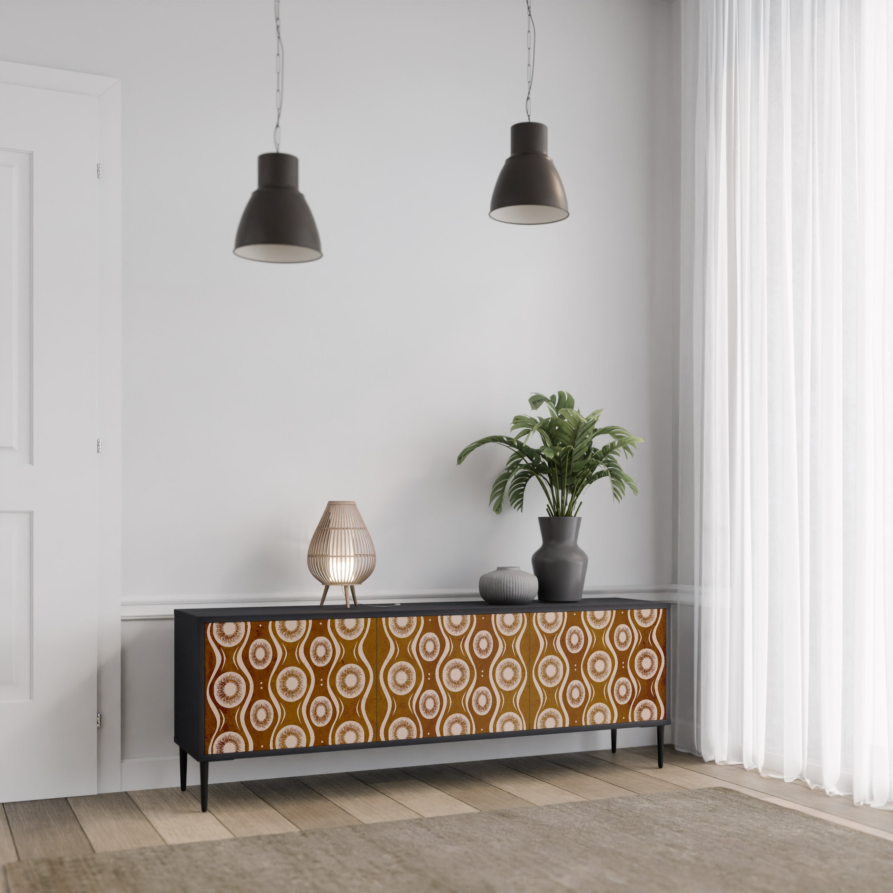 Mueble de TV de 3 puertas BROWN EYES en acabado negro