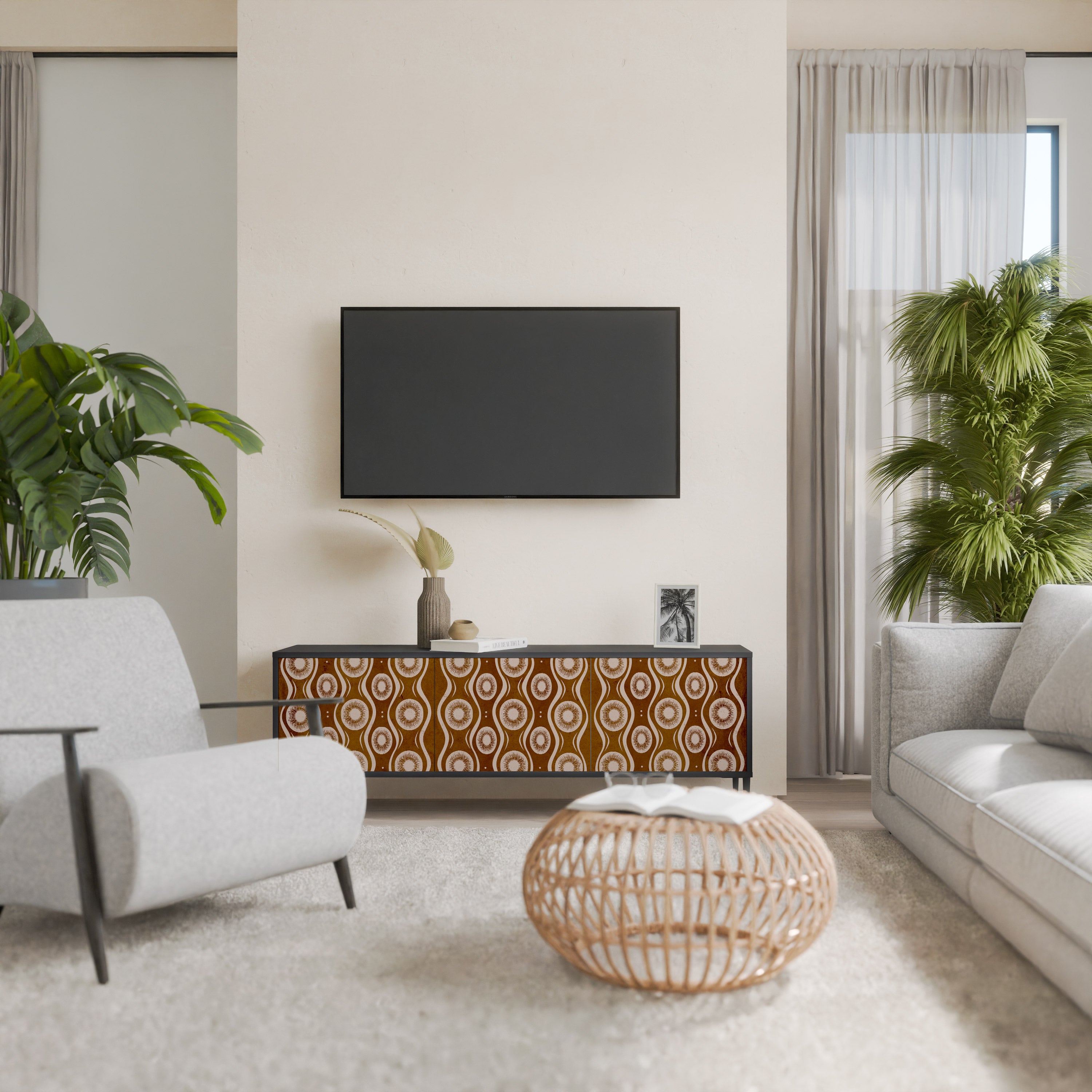 Mueble de TV de 3 puertas BROWN EYES en acabado negro