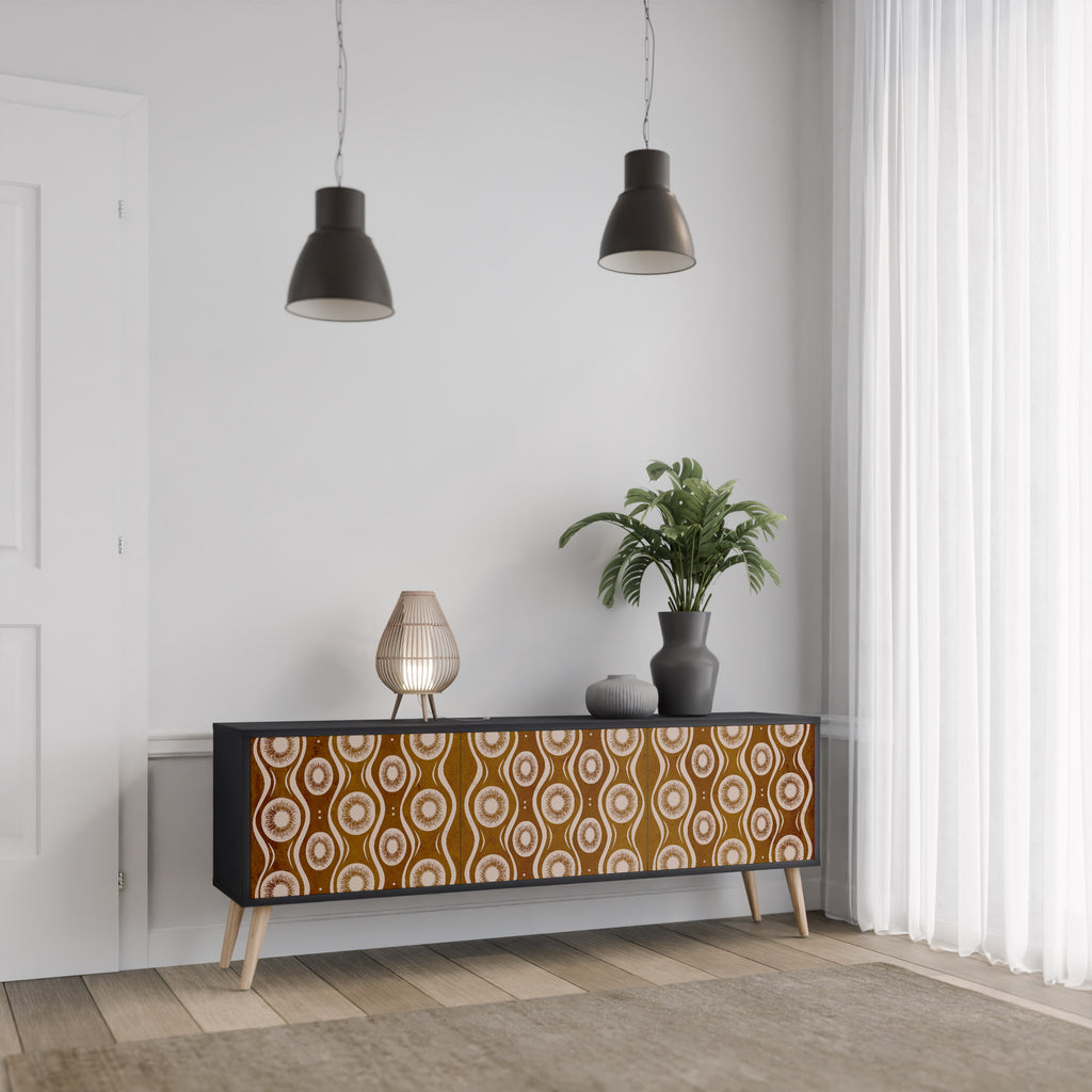 Mueble de TV de 3 puertas BROWN EYES en acabado negro