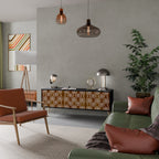 BROWN EYES Mueble de TV de 3 Puertas en Acabado Negro