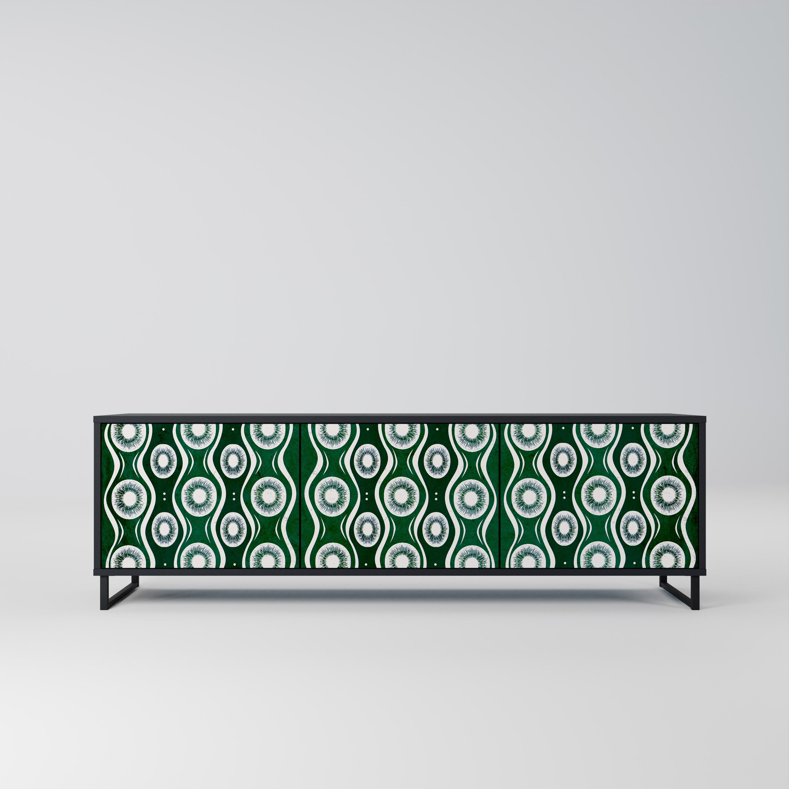 GREEN EYES 3-Door TV Stand in Black Finish
