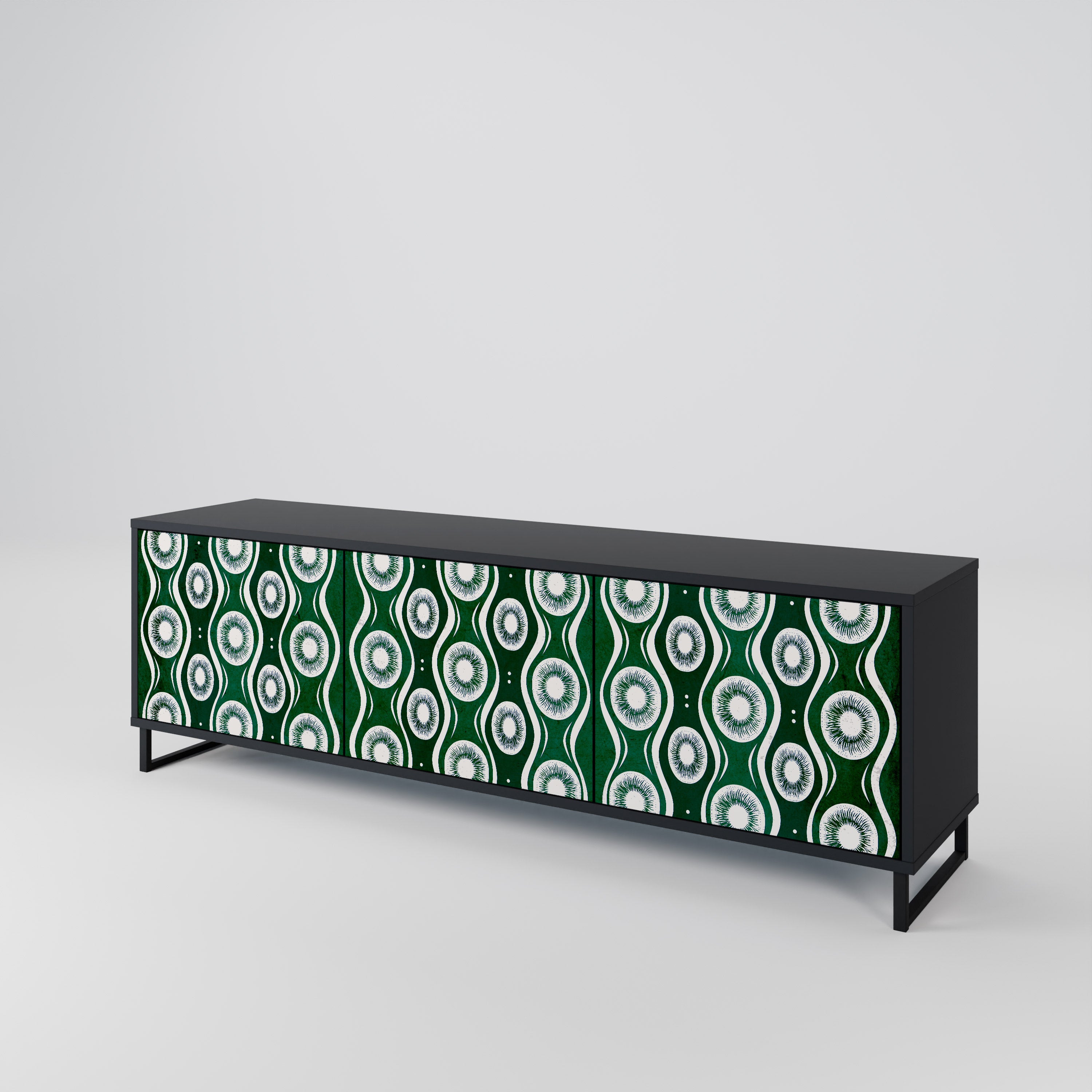 GREEN EYES 3-Door TV Stand in Black Finish