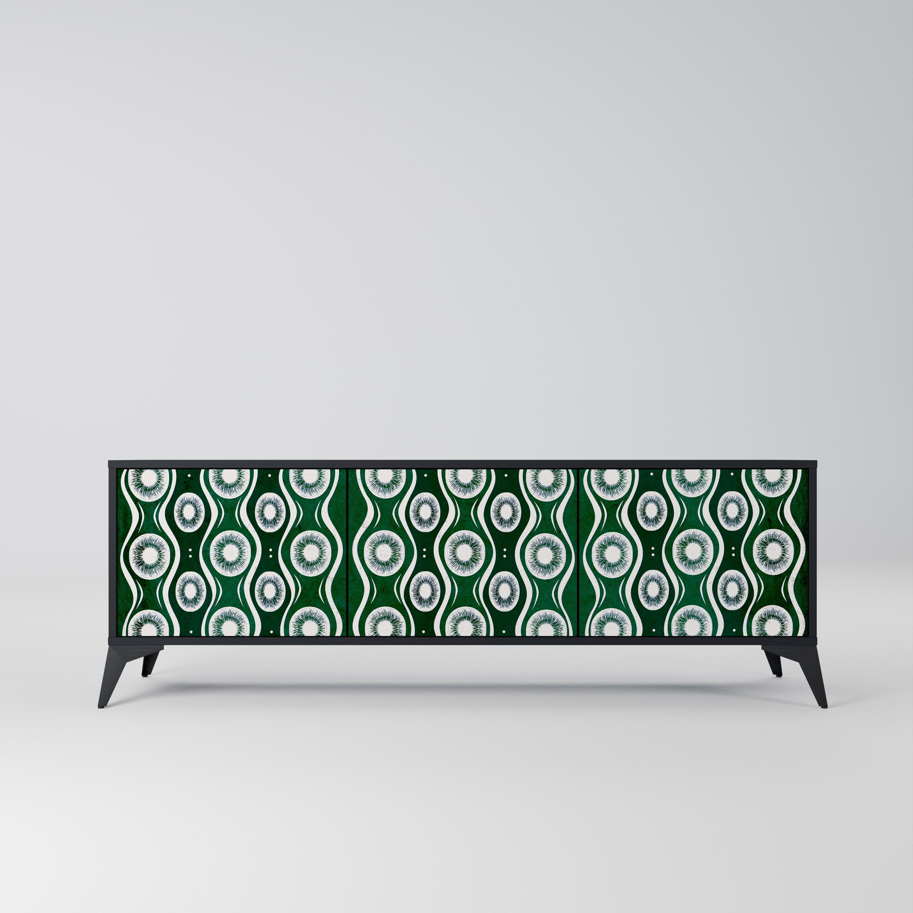 GREEN EYES 3-Door TV Stand in Black Finish