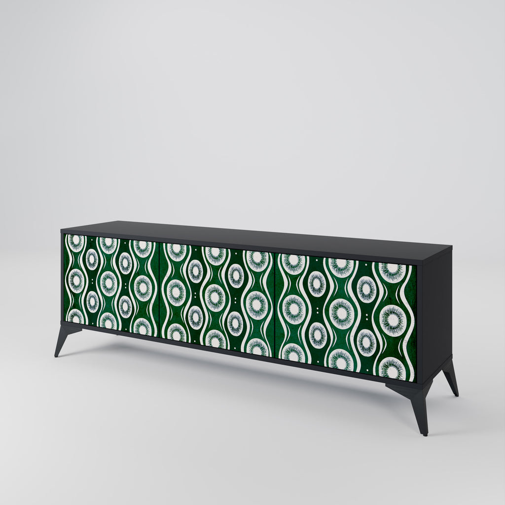 GREEN EYES 3-Door TV Stand in Black Finish