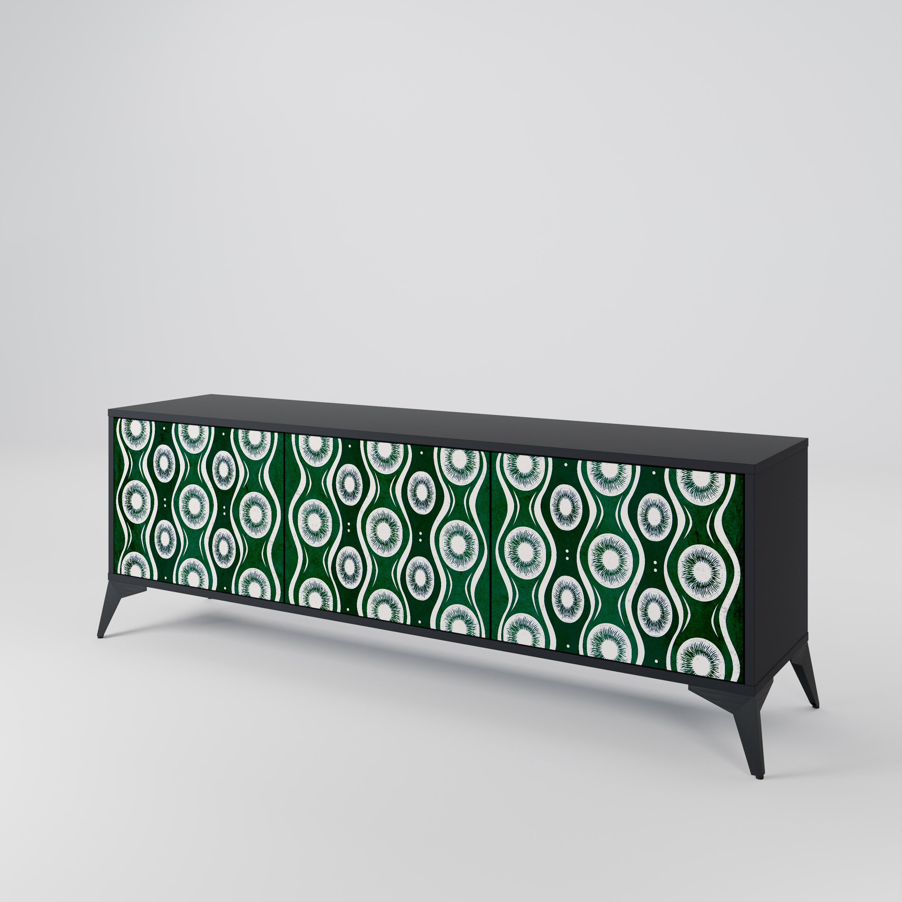 GREEN EYES 3-Door TV Stand in Black Finish