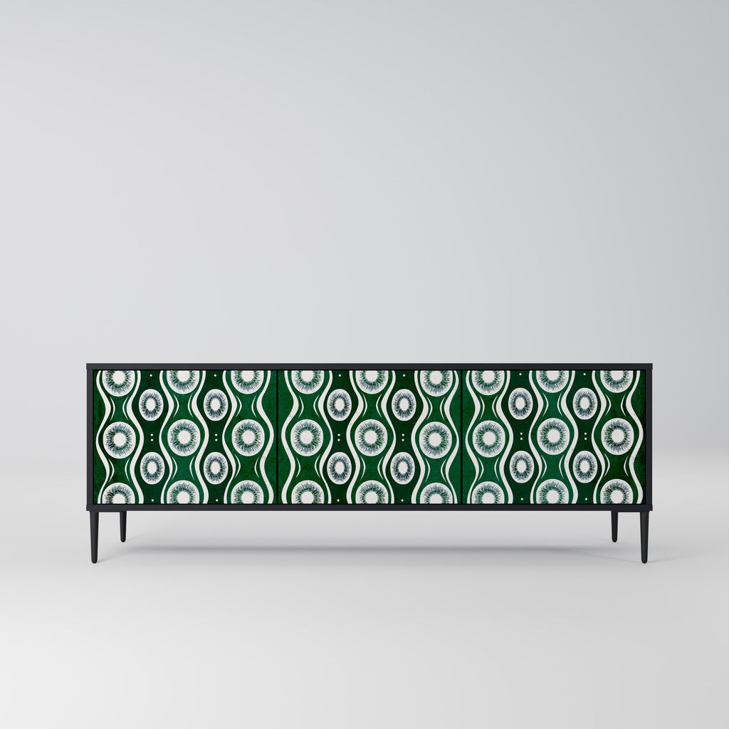 GREEN EYES 3-Door TV Stand in Black Finish
