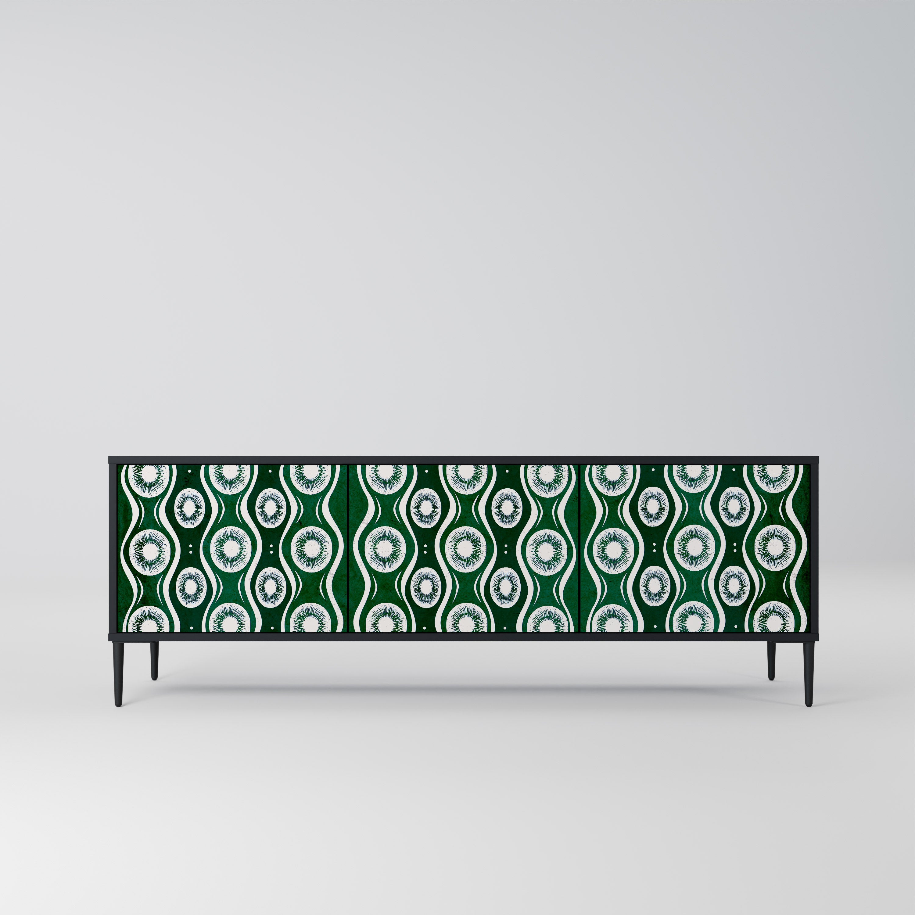 GREEN EYES 3-Door TV Stand in Black Finish