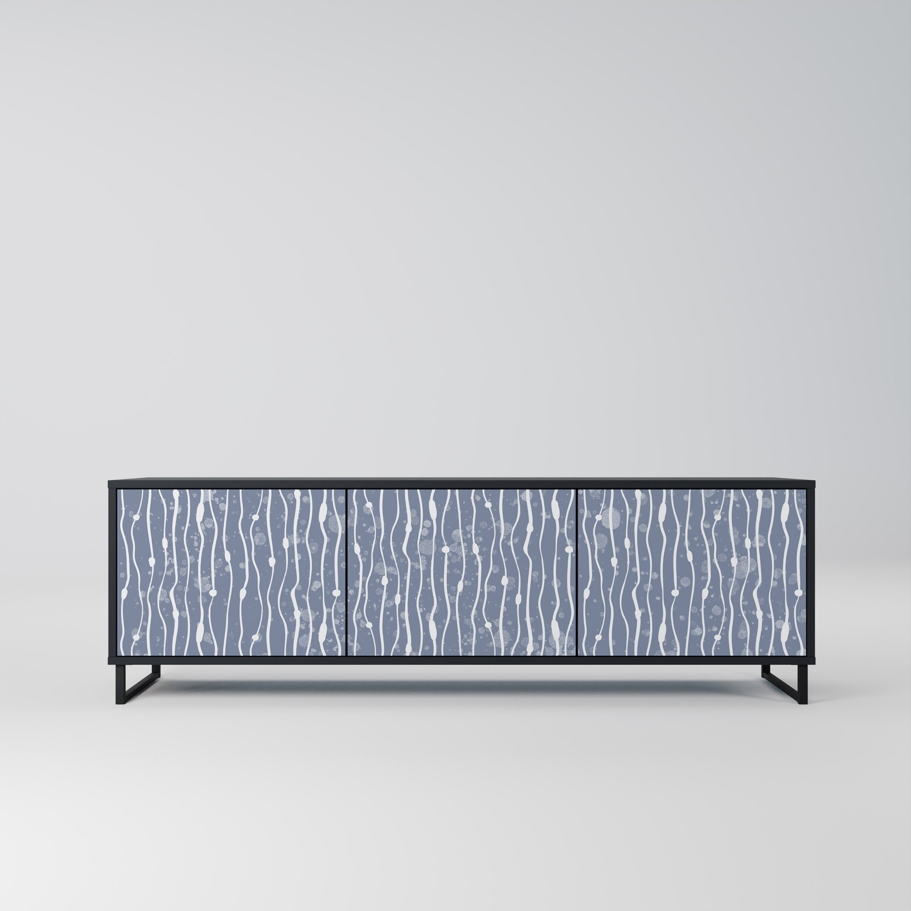 GRAPHITE RAIN 3-Door TV Stand in Black Finish