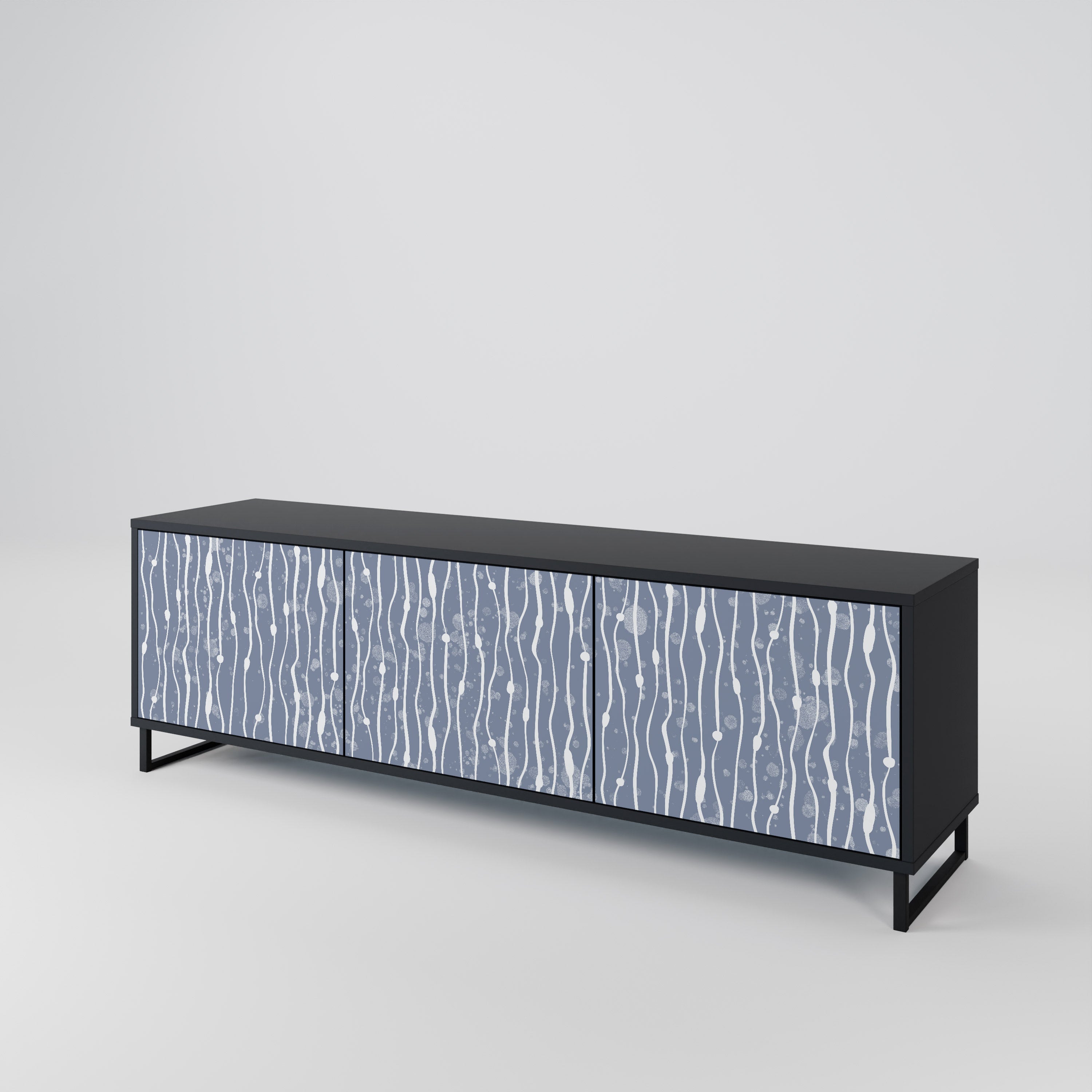 GRAPHITE RAIN 3-Door TV Stand in Black Finish