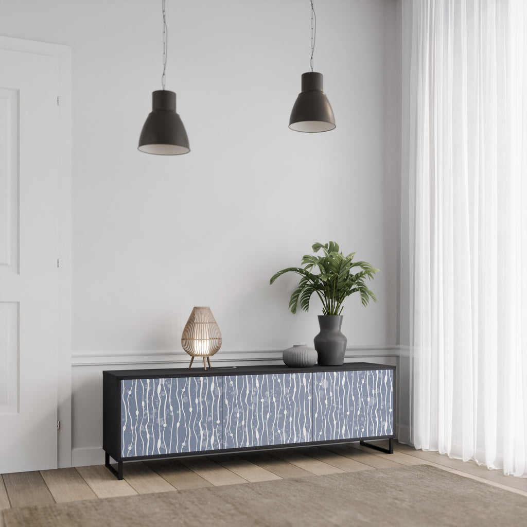 GRAPHITE RAIN 3-Door TV Stand in Black Finish