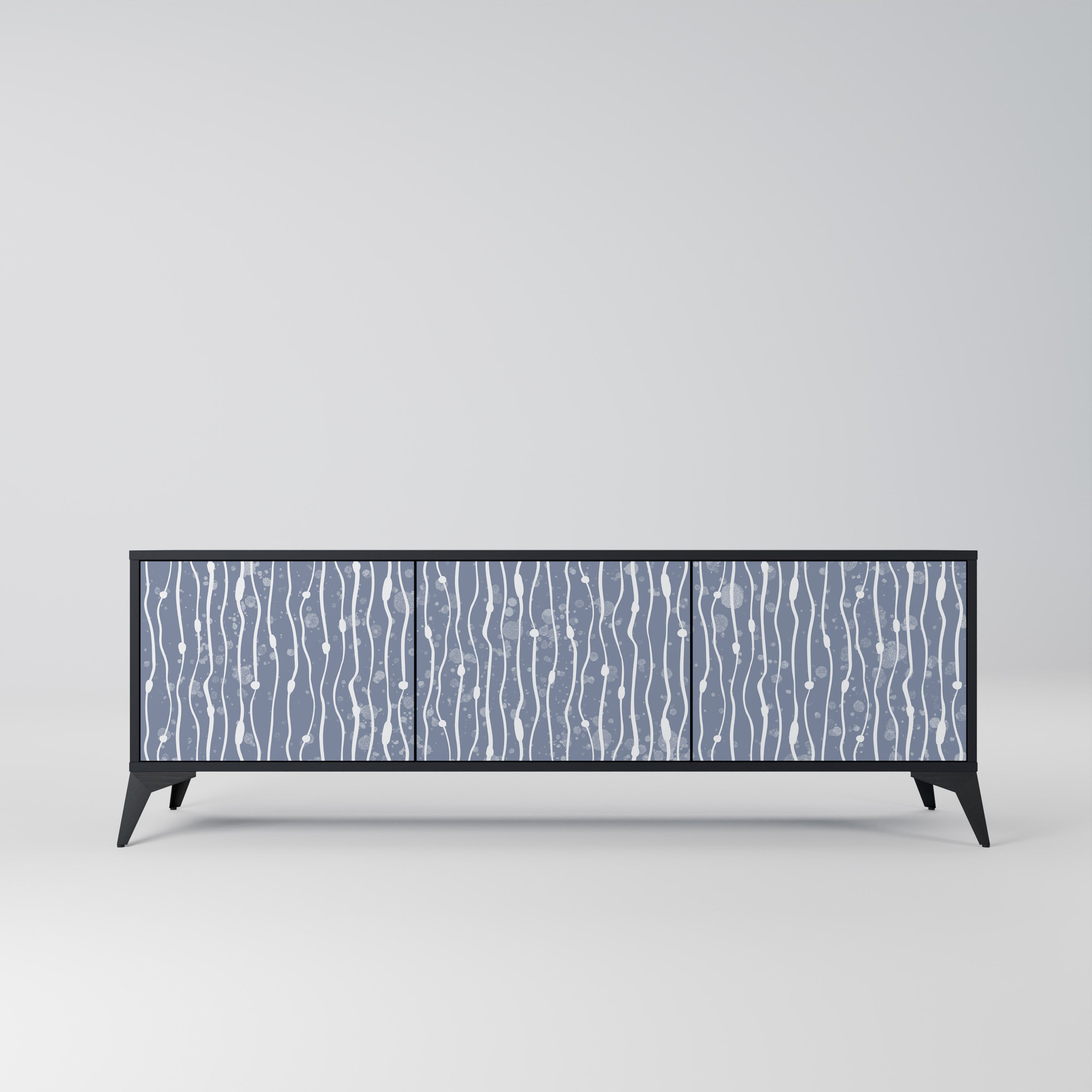 GRAPHITE RAIN 3-Door TV Stand in Black Finish