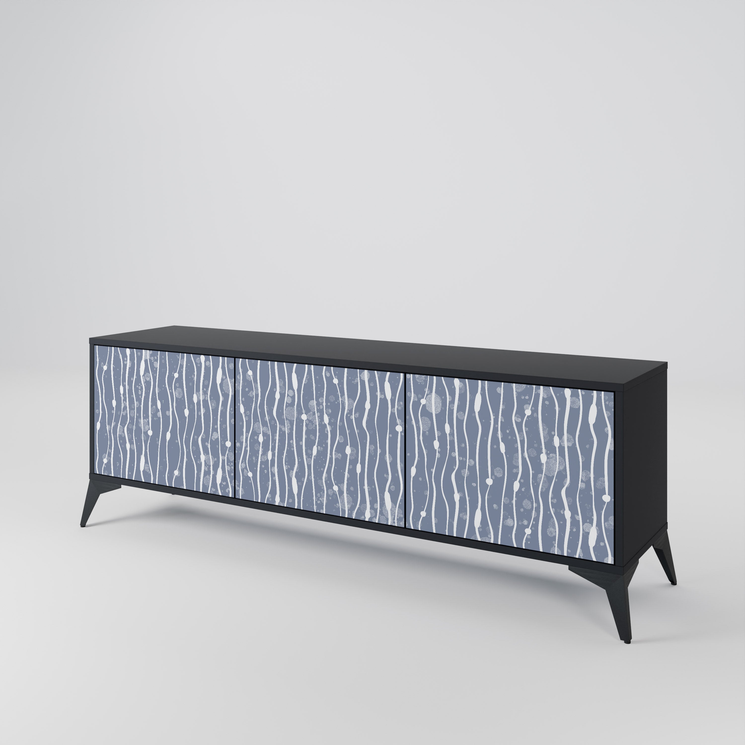 GRAPHITE RAIN 3-Door TV Stand in Black Finish