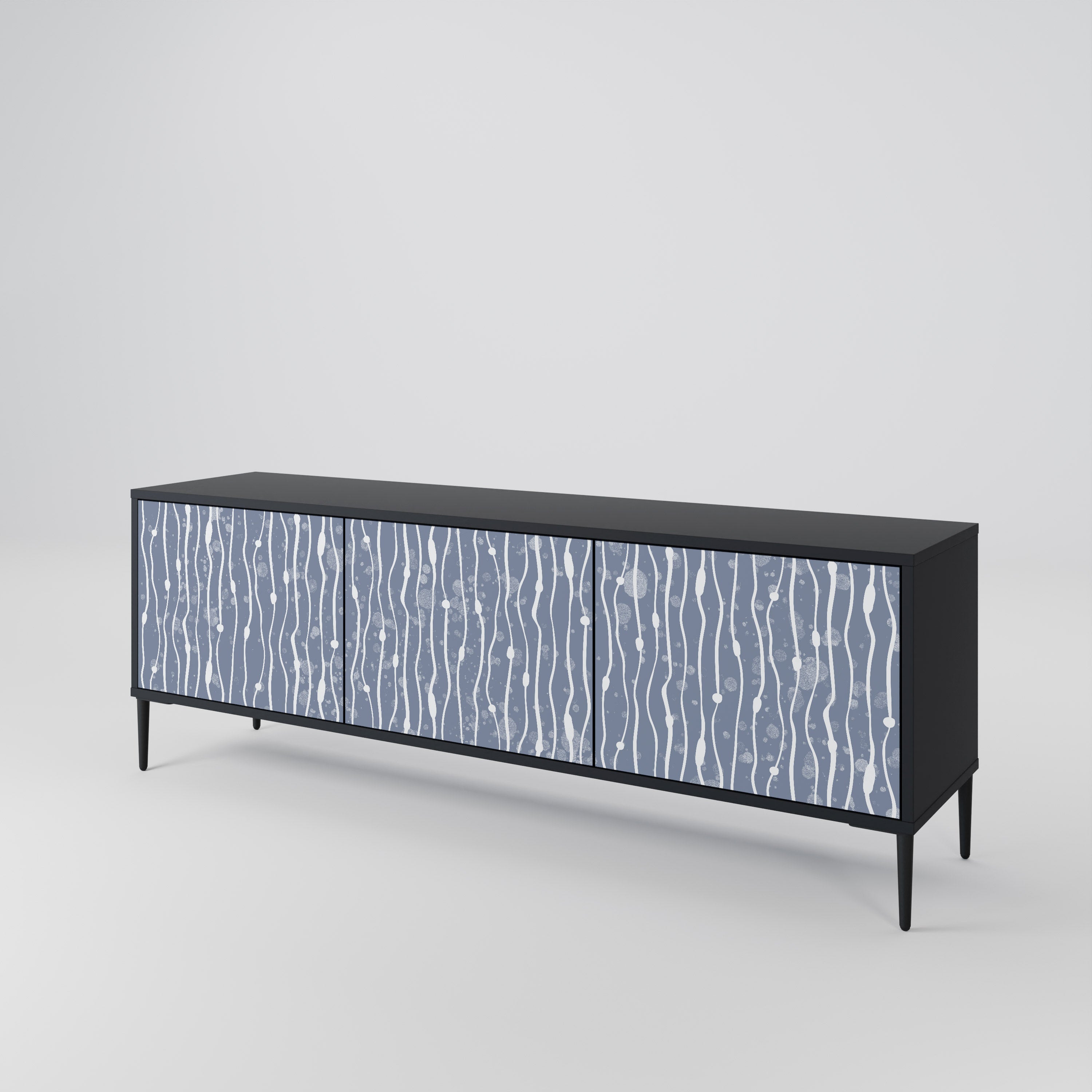 GRAPHITE RAIN 3-Door TV Stand in Black Finish