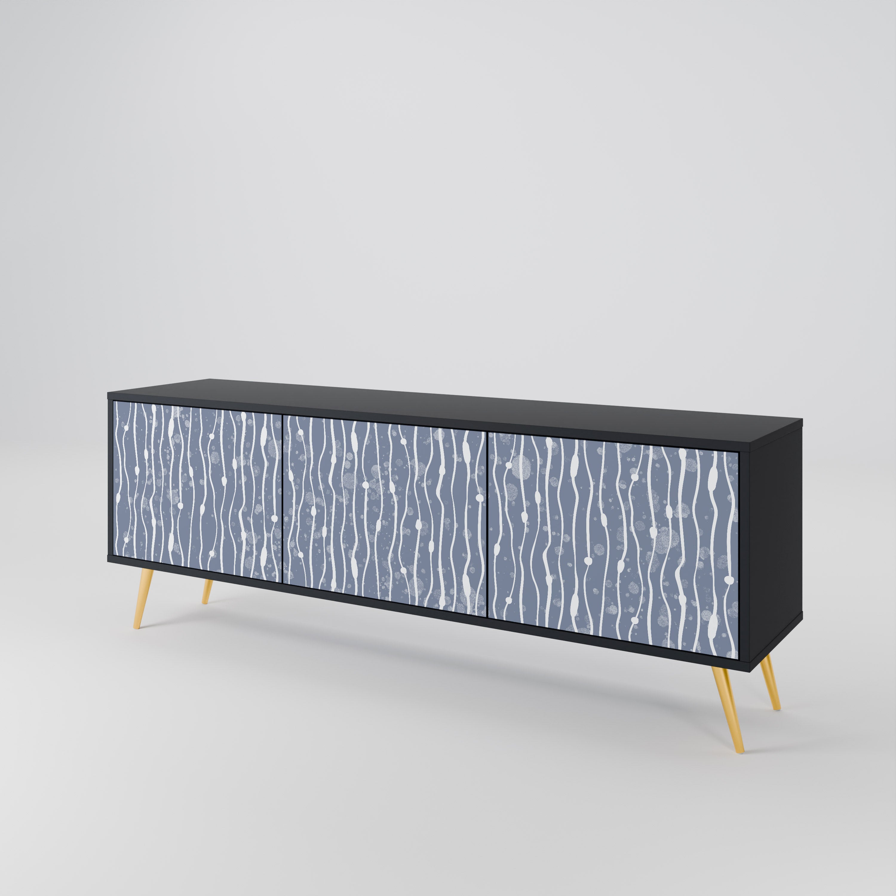 GRAPHITE RAIN 3-Door TV Stand in Black Finish