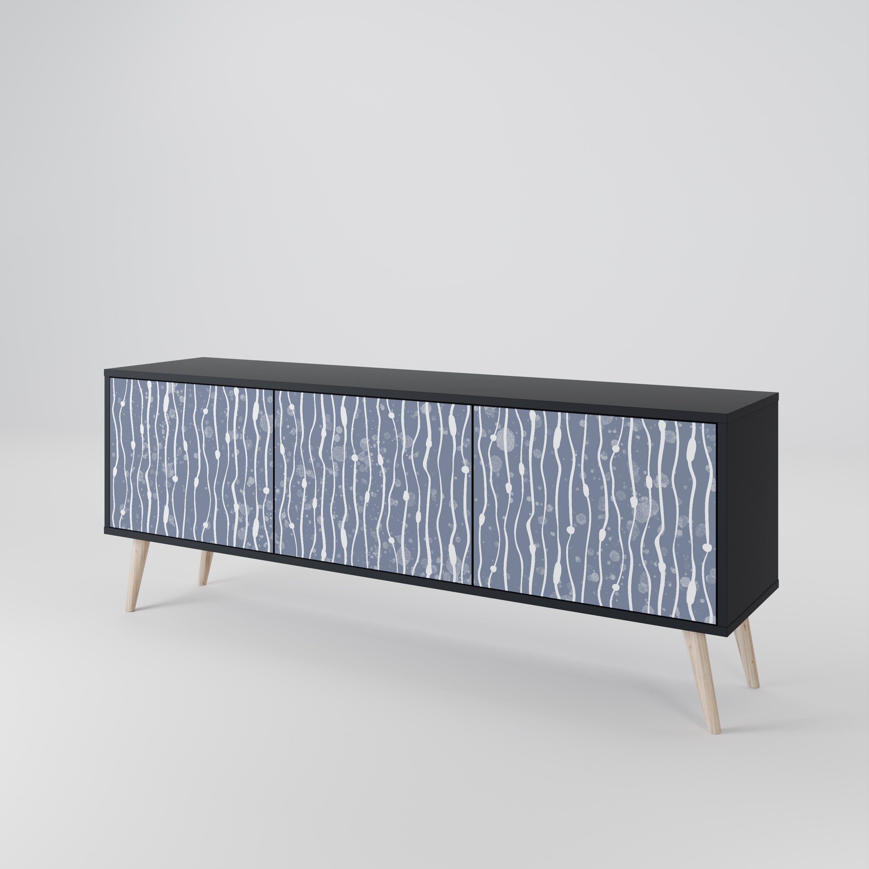 GRAPHITE RAIN 3-Door TV Stand in Black Finish