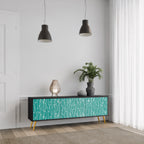 TURQUOISE RAIN Mueble de TV de 3 Puertas en Acabado Negro