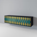 POLYGONS 3-Door TV Stand in Black Finish