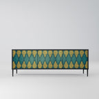 POLYGONS 3-Door TV Stand in Black Finish