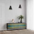 POLYGONS 3-Door TV Stand in Black Finish