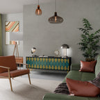 POLYGONS 3-Door TV Stand in Black Finish