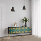 POLYGONS 3-Door TV Stand in Black Finish