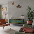 POLYGONS 3-Door TV Stand in Black Finish