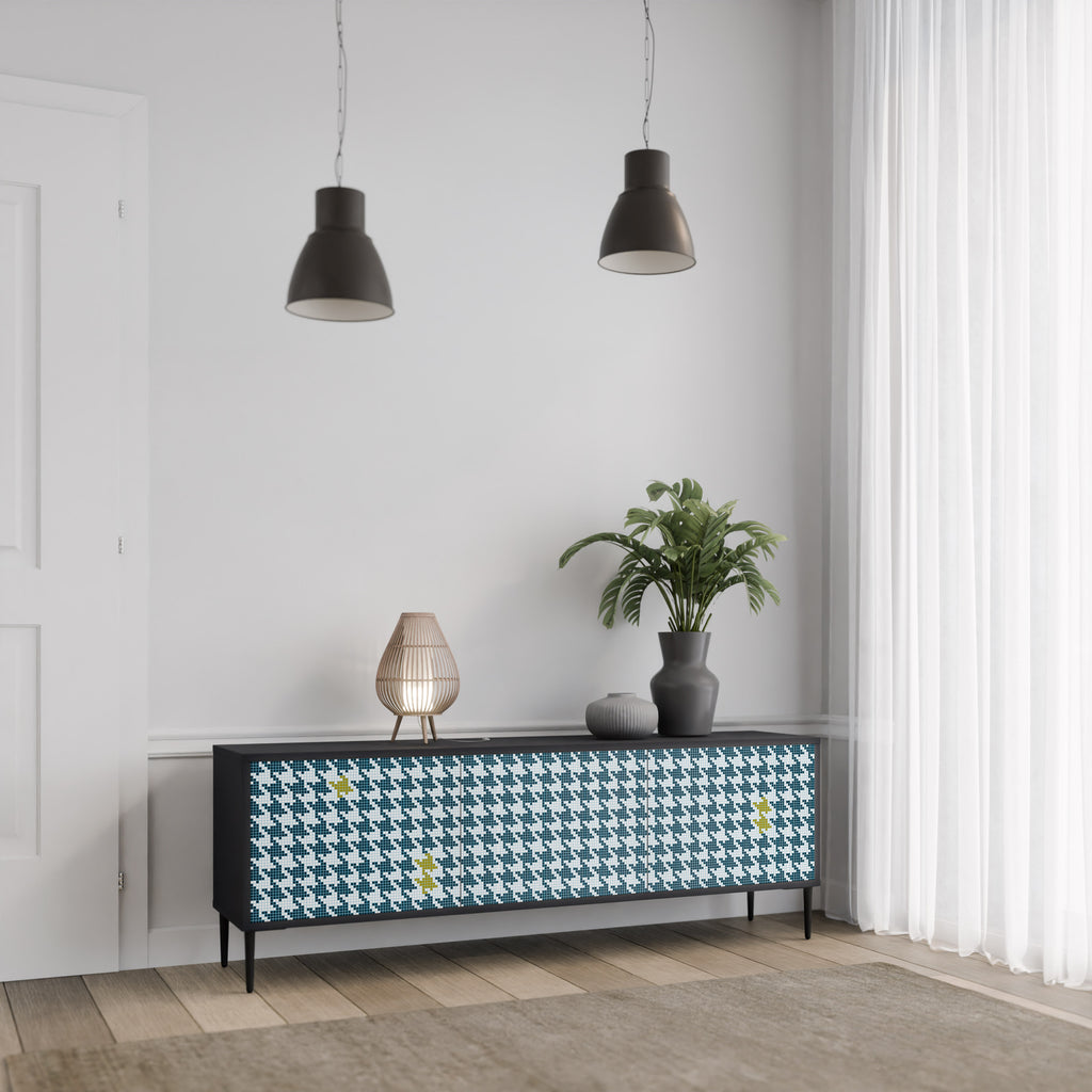 OUT OF CONTEXT 3-Door TV Stand in Black Finish