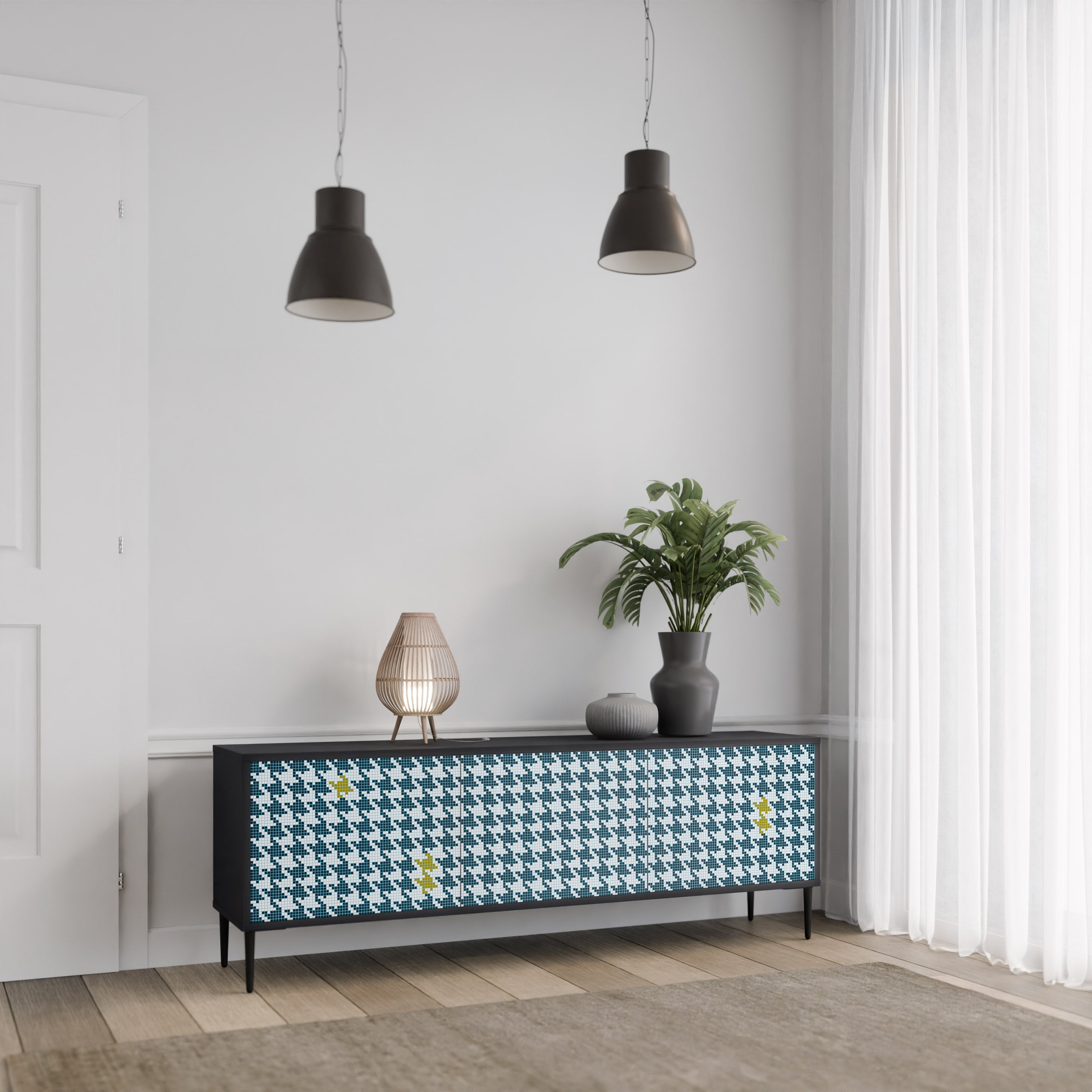 OUT OF CONTEXT 3-Door TV Stand in Black Finish