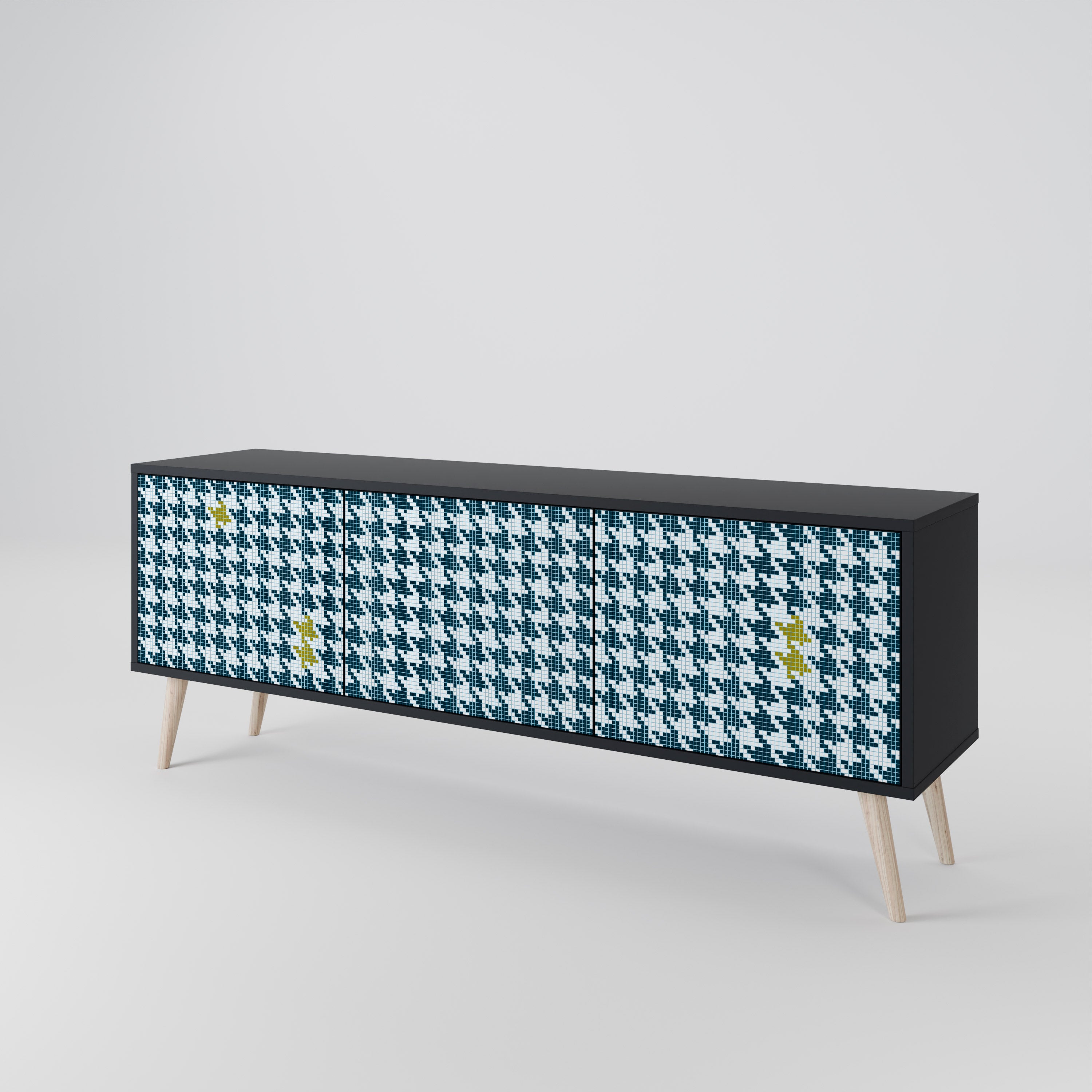 OUT OF CONTEXT 3-Door TV Stand in Black Finish