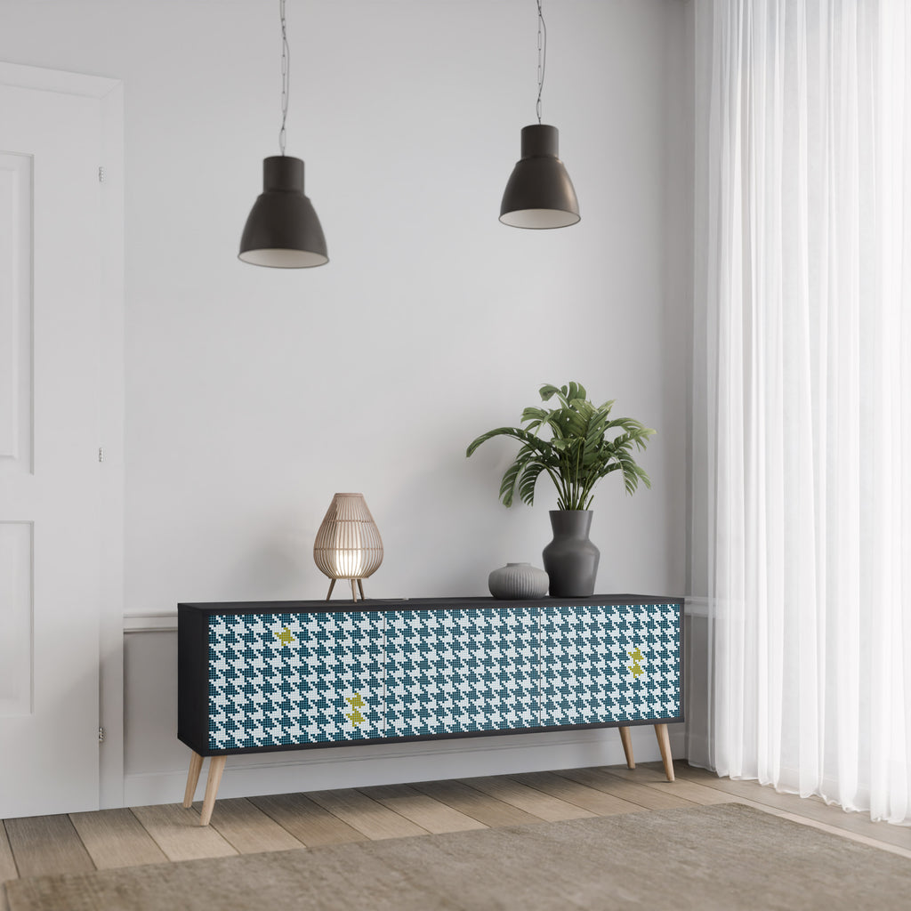 OUT OF CONTEXT 3-Door TV Stand in Black Finish
