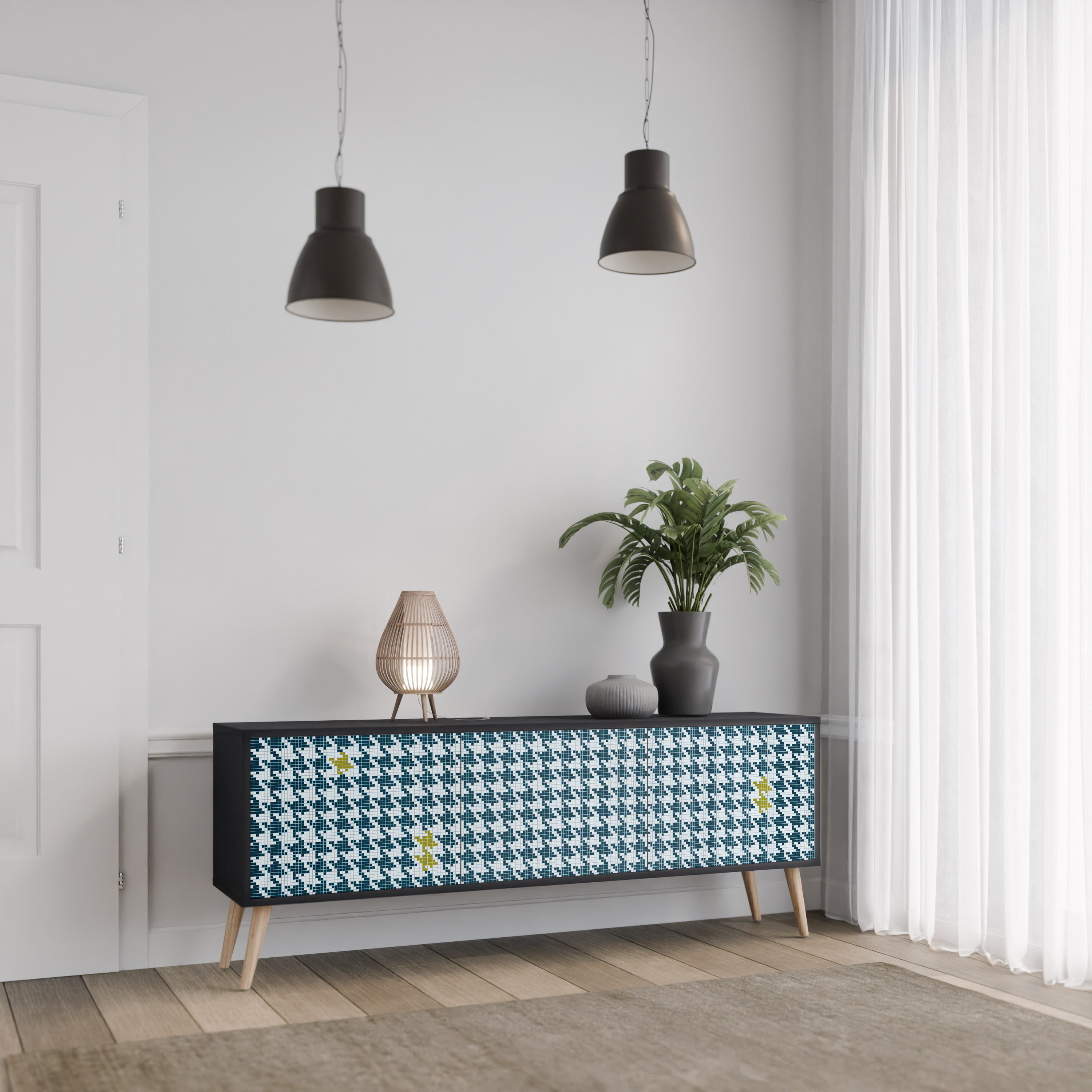 OUT OF CONTEXT 3-Door TV Stand in Black Finish